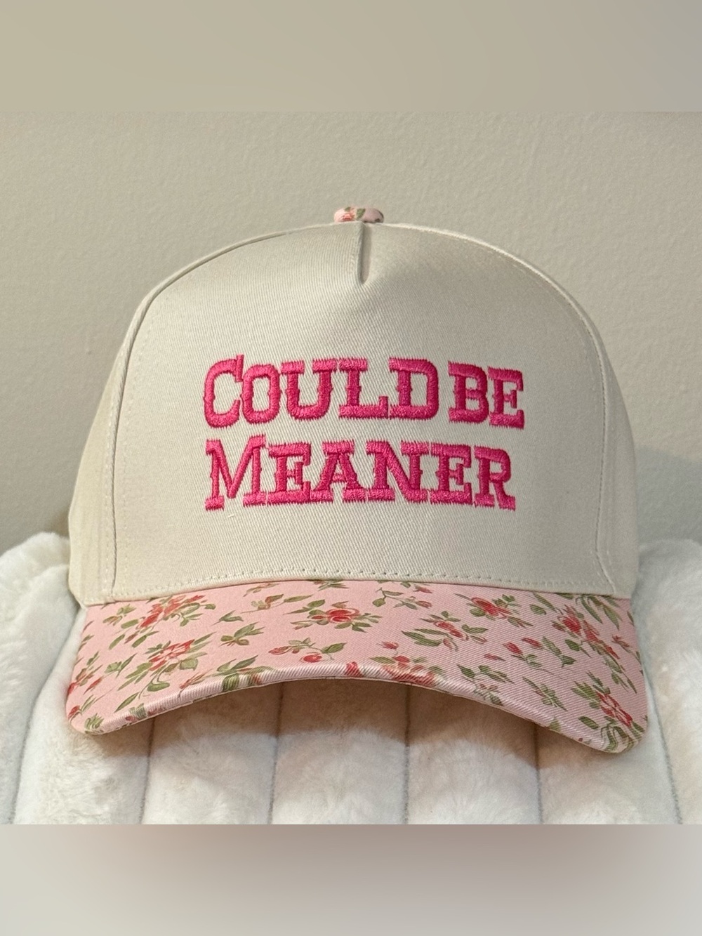 COULD BE MEANER Embroidered Zenana Floral Hat ~ NEW